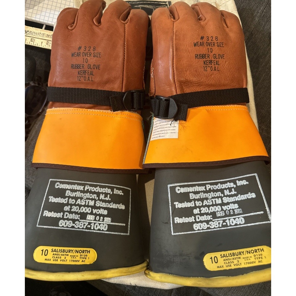 Cementex Products‎ Gloves Size 10, Keepers & Pouch.  Read Gloves